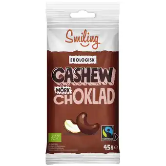 Apotek Hjärtat Smiling cashewnötter mörk choklad 45 g erbjuda