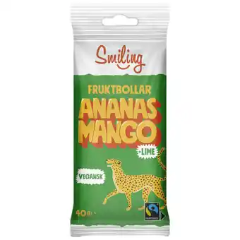 Apotek Hjärtat Smiling fruktbollar mango ananas lime 40 g erbjuda
