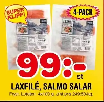 Nya Pulsen LAXFILÉ, SALMO SALAR Fryst. Lofoten. 4x100 g. erbjuda