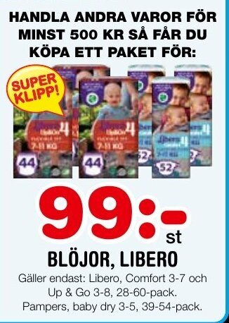 Nya Pulsen BLÖJOR, LIBERO erbjuda