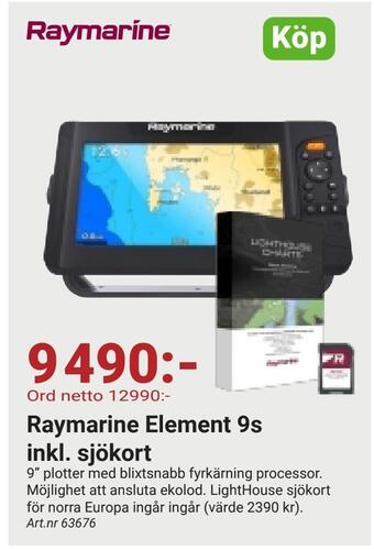 Erlandsons Brygga Raymarine element 9s inkl. sjökort erbjuda