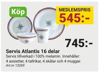 Erlandsons Brygga Servis atlantis 16 delar erbjuda