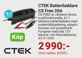 Erlandsons Brygga Ctek batteriladdare cs free 20a erbjuda