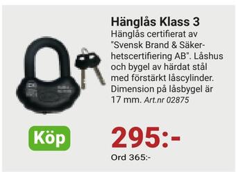 Erlandsons Brygga Hänglås klass 3 erbjuda