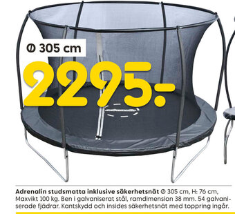 Rusta Adrenalin studsmatta inklusive säkerhetsnät erbjuda