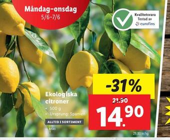 Lidl Ekologiska citroner erbjuda