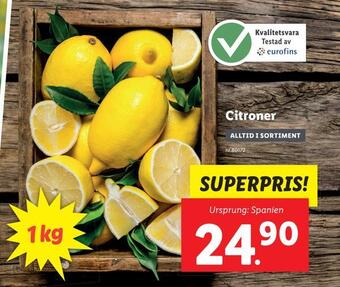 Lidl Citroner erbjuda