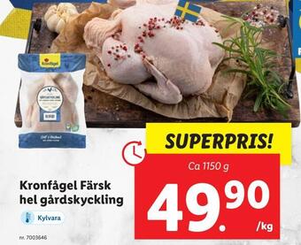 Lidl Kronfågel färsk hel gårdskyckling erbjuda