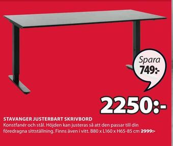 JYSK Stavanger justerbart skrivbord erbjuda
