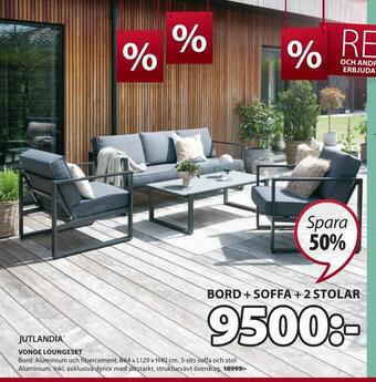 JYSK Bord + soffa + 2 stolar erbjuda