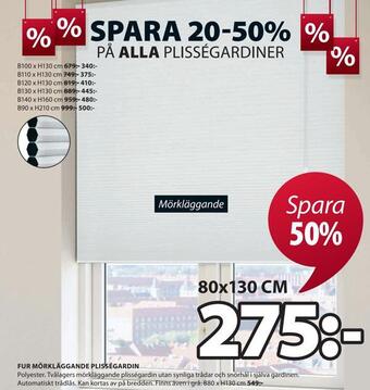 JYSK Fur mörkläggande plisségardin erbjuda