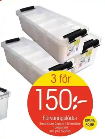 Smartstore Classic Förvaringslådor 4 M Insatser Transparent
