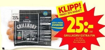 ICA Kvantum GRILLKORV EXTRA FIN erbjuda
