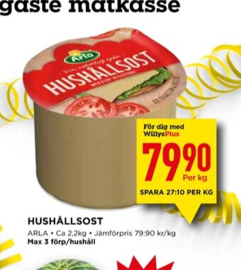 Willys Arla hushållsost erbjuda