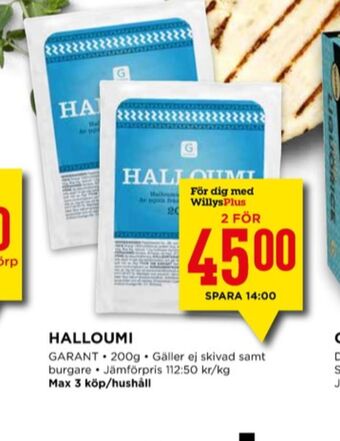 Willys Garant halloumi erbjuda