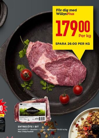 Willys Naturkött entrecôte erbjuda
