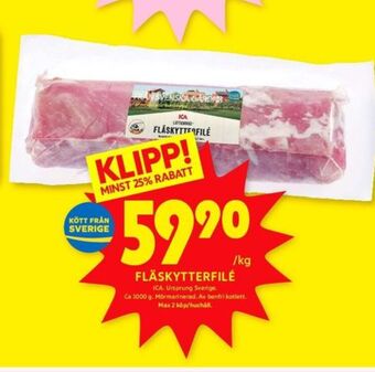 ICA Kvantum Ica fläskytterfilé erbjuda