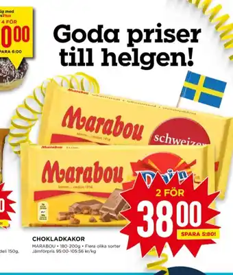 Willys Marabou chokladkaka schweizernöt erbjuda
