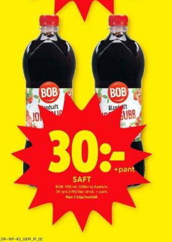 ICA Kvantum Bob saft erbjuda