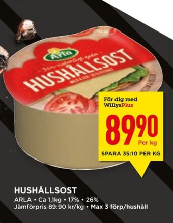 Willys Hemma Arla hushållsost erbjuda