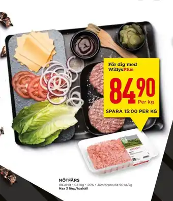 Willys Hemma Arla nötfärs erbjuda