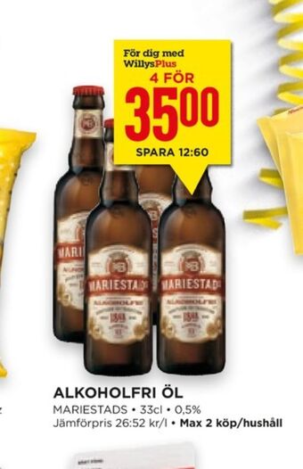Willys Hemma Mariestads öl erbjuda