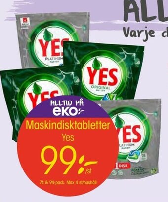 EKO Yes Maskindisktabletter erbjuda
