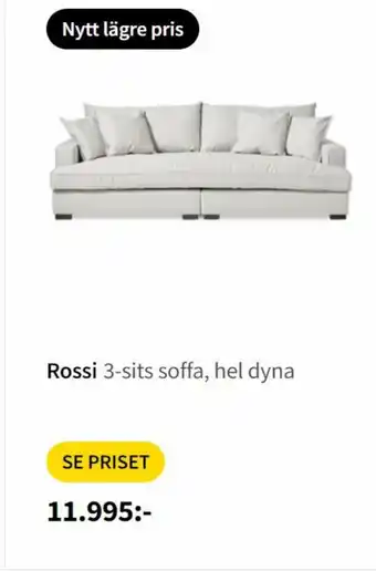 Mio Rossi 3-sits soffa, hel dyna erbjuda