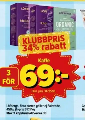 Östenssons Löfbergs Kaffe 450g erbjuda