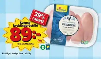 Östenssons Kronfågel Svensk Kycklingbröstfilé 925g erbjuda