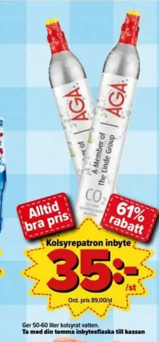 Östenssons Ger Kolsyrepatron inbyte 50-60 liter erbjuda