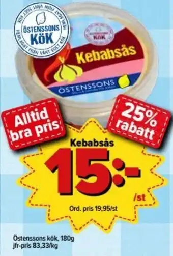 Östenssons Östenssons kök Kebabsås 180g erbjuda