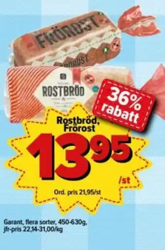 Östenssons Garant Rostbröd, Frörost 450-630g erbjuda