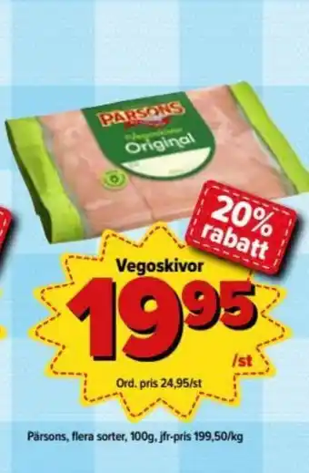 Östenssons Pärsons Vegoskivor 100g erbjuda