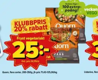 Östenssons Quorn Fryst vegetariskt 200-350g erbjuda