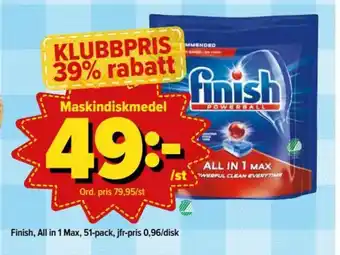 Finish All in 1 Max Maskindiskmedel 51-pack