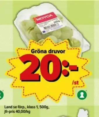 Östenssons Land se förp., Gröna druvor 500g erbjuda