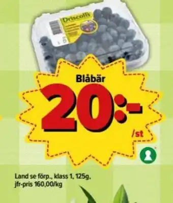 Östenssons Land se förp., Blåbär 125g erbjuda