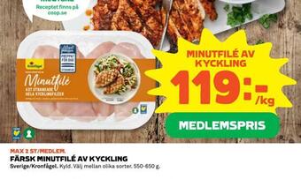 Coop Daglivs Färsk minutfilé av kyckling erbjuda