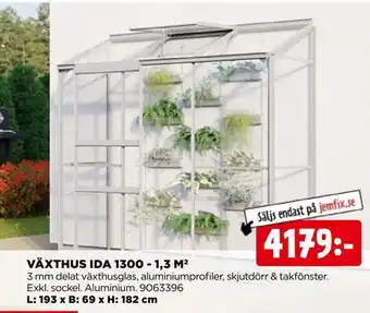 Jem&Fix Växthus ida 1300 - 1,3 m 2 erbjuda