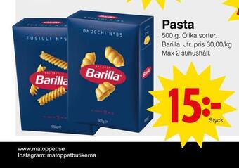 Matöppet Pasta erbjuda