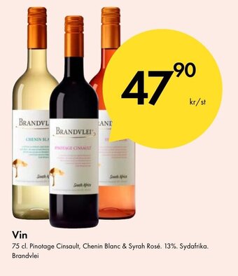 Snabbgross Vin 75 cl. Pinotage Cinsault, Chenin Blanc & Syrah Rosé. 13%. Sydafrika. Brandvlei erbjuda