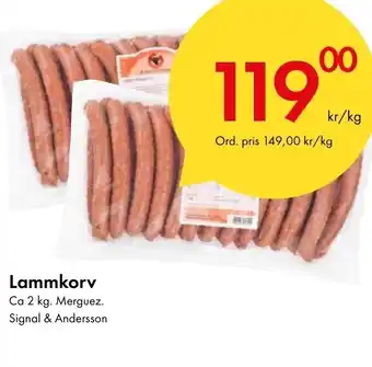 Snabbgross Lammkorv Ca 2 kg. Merguez. Signal & Andersson erbjuda