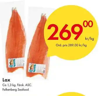 Snabbgross Lax Ca 1,3 kg. Färsk. ASC. Falkenberg Seafood erbjuda