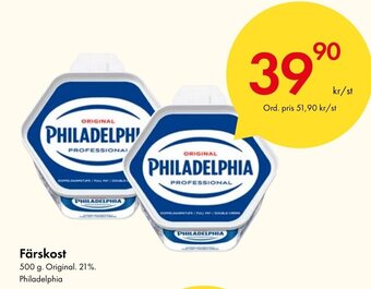 Snabbgross Färskost 500 g. Original. 21%. Philadelphia erbjuda