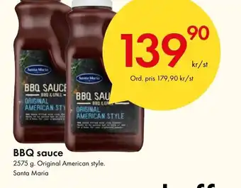 Snabbgross BBQ sauce 2575 g. Original American style. Santa Maria erbjuda