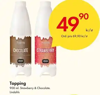 Snabbgross Topping 900 ml. Strawberry & Chocolate. Lindahls erbjuda