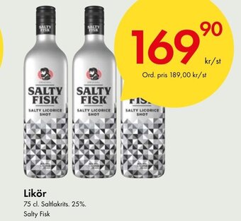 Likör 75 cl. Saltlakrits. 25%. Salty Fisk