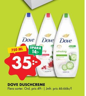 ÖoB Dove duschcreme erbjuda