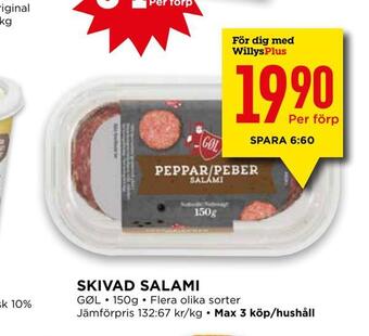 Willys Skivad salami erbjuda